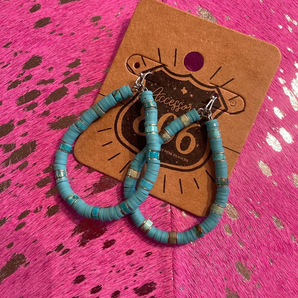 Turquoise Beaded Hoop Earrings